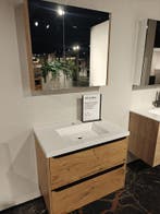 Badmeubel 80cm wildeiken met spiegelkast - SBAD PKW, Ophalen, Nieuw, Wastafelkast
