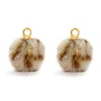 1 x Pompom bedels Faux fur leopard Goud Brown 12mm, Ophalen of Verzenden, Nieuw, Bedel
