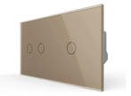 Livolo Touchscreen Schakelaar | Goud | 2 + 1 | Aan/Uit, Ophalen of Verzenden, Nieuw, Schakelaar