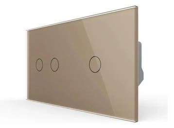 Livolo Touchscreen Schakelaar | Goud | 2 + 1 | Aan/Uit, Ophalen of Verzenden, Nieuw, Schakelaar