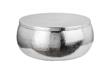 Ronde salontafel ORIENT STORAGE 70cm zilver metaal met, Ophalen of Verzenden, Nieuw