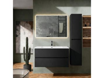 Veiling - Badkamer Meubel Set 80cm Mat zwart zonder kolomkas, Nieuw