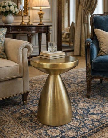 Bijzettafel - Metaal - Vintage Goud, Nieuw