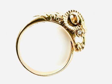 Ring - 18 karaat Geel goud - 0.08ct. tw. Diamant, Nieuw