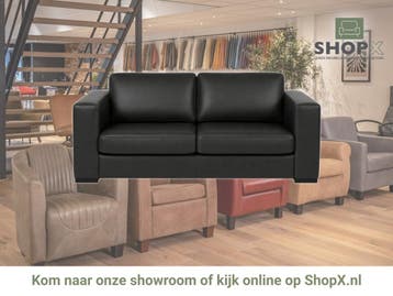 Leren bank Flow - 2,5 zits - Granada Black (zwart) - Poten, Huis en Inrichting, Nieuw, Ophalen of Verzenden, Rechte bank, Modern