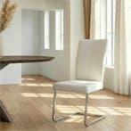 Leren eetkamerstoel Dare - Toledo Bianco (gebroken wit) -, Huis en Inrichting, Stoelen, Wit, Nieuw, Ophalen of Verzenden, Industrieel, Modern