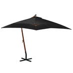 vidaXL Zweefparasol met paal 3x3 m massief vurenhout zwart, Tuin en Terras, Parasols, Verzenden, Nieuw, 3 tot 4 meter, Zweefparasol