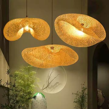 Japanse Plafondlamp E27 - Handgeweven van Bamboe 40,50,60cm, Huis en Inrichting, Verzenden, Nieuw, Overige materialen, Japans