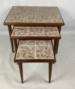 Set bijzettafels - Teak - Set van drie tegeltafels