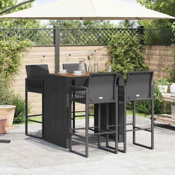 vidaXL 5-delige Tuinbarset zonder kussens poly rattan acacia, Verzenden, Nieuw, 4 zitplaatsen