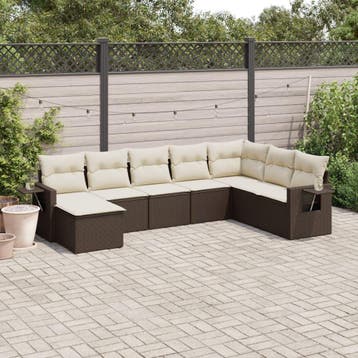 vidaXL 8-delige Loungeset met kussens poly rattan bruin, Verzenden, Nieuw, Loungeset