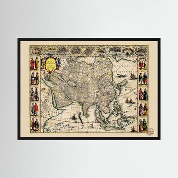 OLD MAPS - Map of Asia & the Silk Road, Willem Blaeu (1617), Nieuw