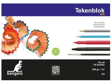Tekenblok Kangaro A4 200 gram 24 vel wit, Ophalen of Verzenden, Nieuw in verpakking, Overige typen