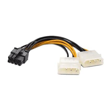 Nieuwe OEM 2xMolex-PCIe-8pM-18cm met garantie, Computers en Software, Pc- en Netwerkkabels, Ophalen of Verzenden, Nieuw