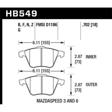 Hawk 2007-2013 Mazda 3 Mazdaspeed HPS 5.0 Front Brake Pads, Ophalen of Verzenden, Nieuw