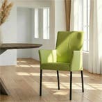 Leren eetkamerstoel Comfort met armleuning - Toledo Lime, Ophalen of Verzenden, Nieuw, Leer, Modern