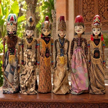 Wayang golek (6) - Hout, stof - 1950-1960, Antiek en Kunst