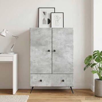 vidaXL Dressoir Betongrijs 66 x 34,5 x 95 cm Bewerkt hout, Verzenden, Nieuw, Overige houtsoorten, Minder dan 50 cm