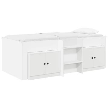 vidaXL Loft Bed Frame met Kast met opslag 3 pcs Wit Bewerkt, Verzenden, Nieuw, Wit, Hout