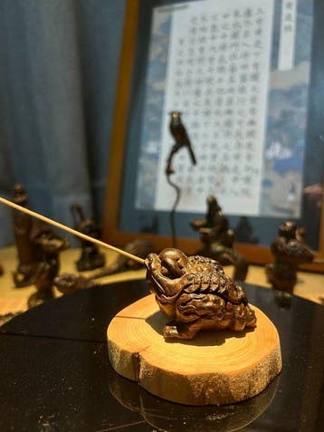 Gepoot Geldpad Wierookhouder en Thee-Dier - Koper - Japan -