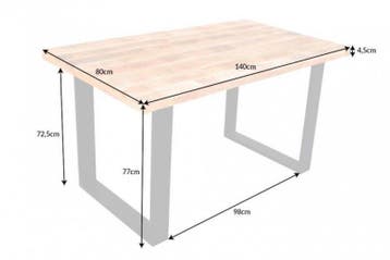 Massieve eettafel IRON CRAFT 140cm mangohout zwart ijzeren, Huis en Inrichting, Ophalen of Verzenden, Nieuw