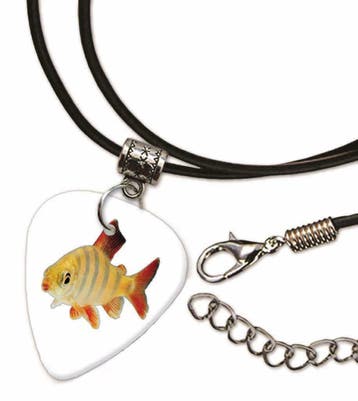 Goudvis plectrum ketting, sleutelhanger of oorbellen, Ophalen of Verzenden, Nieuw
