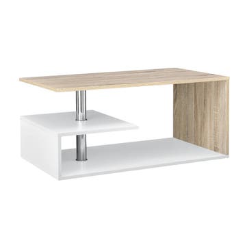 Salontafel Haarlem rechthoekig wit en eikenkleurig 90x50x41, Verzenden, Nieuw