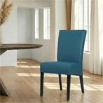 Leren eetkamerstoel Just - Hermes Turquoise (blauw) - Poten, Huis en Inrichting, Stoelen, Ophalen of Verzenden, Nieuw, Leer, Bohemian, Eigentijds, Klassiek, Retro, Romantisch, Scandinavisch