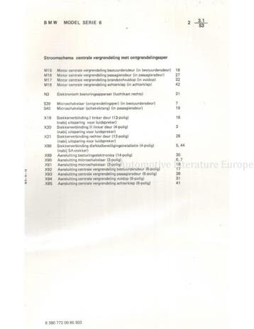 1986 BMW 6-SERIE ELECTRISCH SCHEMA NEDERLANDS, Auto diversen