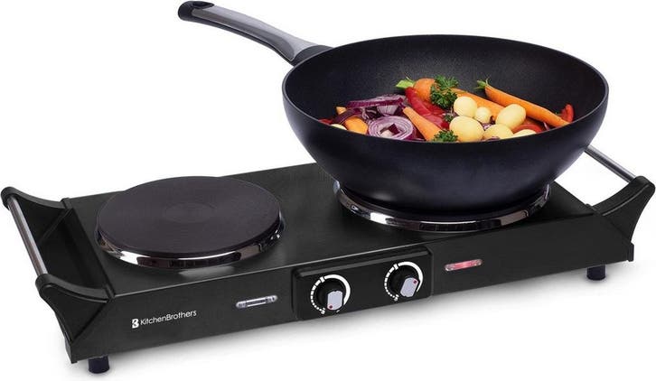 2dekans | KitchenBrothers Elektrische Kookplaat - 2 Pits -, Witgoed en Apparatuur, Magnetrons, Zo goed als nieuw, Ophalen of Verzenden