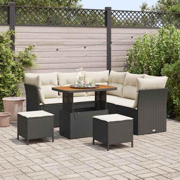vidaXL Tuin Sofa Set 8 st 5-Aantal zitplaatsen Zwart en, Verzenden, Nieuw, 8 zitplaatsen