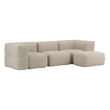 Soft Sofa Indoor 3 Seater + Pouf - Teddy Beige, Verzenden, Nieuw, Beige, Zitzak