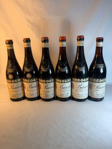 1958 , 1961, 1964, 1966, 1967, 1978 Borgogno Barolo Antichi, Verzamelen, Nieuw