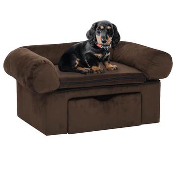 vidaXL Hondenbank met lade 75x50x38 cm pluche bruin, Dieren en Toebehoren, Verzenden, Nieuw