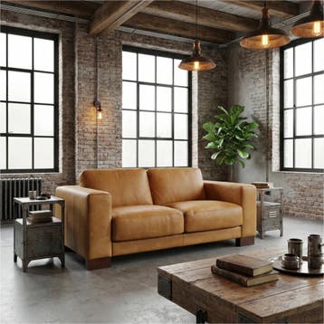 Leren bank Clear - 2 zits, Huis en Inrichting, Bohemian, Eigentijds, Modern, Retro, Vintage, 150 tot 200 cm, Nieuw, Ophalen of Verzenden