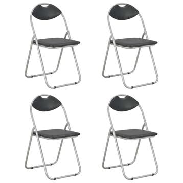 vidaXL Eetkamerstoelen inklapbaar 4 st kunstleer zwart, Verzenden, Nieuw, Zwart