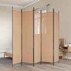 vidaXL 5-Panel Room Divider Beige 250 x 200 cm Stof, Verzenden, Nieuw