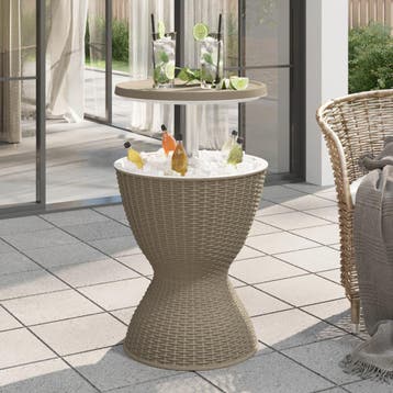 vidaXL IJskoeltafel 3-in-1 polypropeen lichtbruin, Tuin en Terras, Verzenden, Nieuw