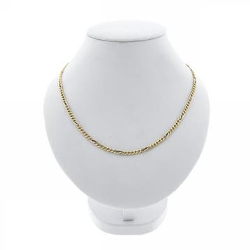 Bicolor gouden gourmet/fantasie schakelketting, Ophalen of Verzenden, Gebruikt, Goud, Goud