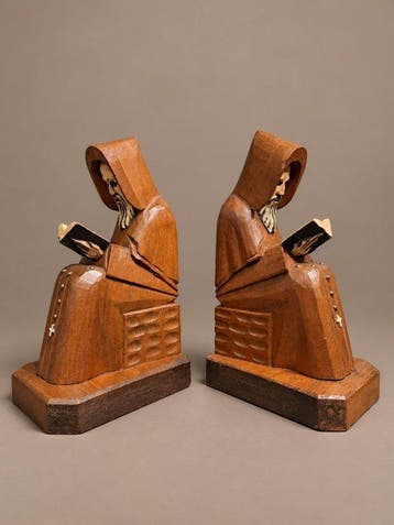 Boekensteunen - Hout - Boekensteunen monniken