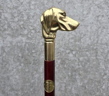 Wandelstok - Brons, Hout - Handvat voor jachthond