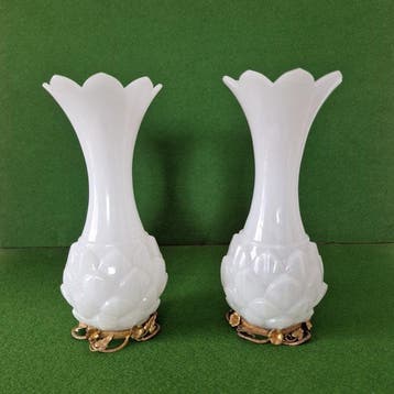 att. Baccarat - Vaas (2) - artisjok - Verguld messing