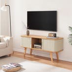 TV meubel Tysvær 120x40x58 cm naturel en cremewit [en.casa], Huis en Inrichting, Kasten | Dressoirs, Verzenden, Nieuw