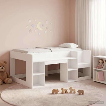 vidaXL Jeugd bedframe met opbergruimte Wit 80 x 160 cm, Verzenden, Nieuw, Wit, Hout