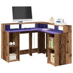 vidaXL Bureau met LED-verlichting 130x130x91 cm bewerkt hout, Huis en Inrichting, Bureaus, Verzenden, Nieuw