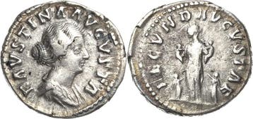 Denar 161, Kaiserzeit Faustina Filia + 176, Verzenden