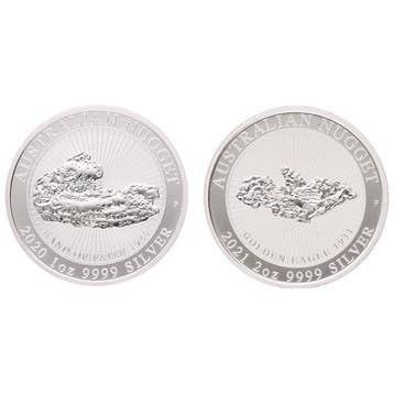 Australië. 1 Dollar 2020/2021 - Australian Nugget 1 & 2 Oz
