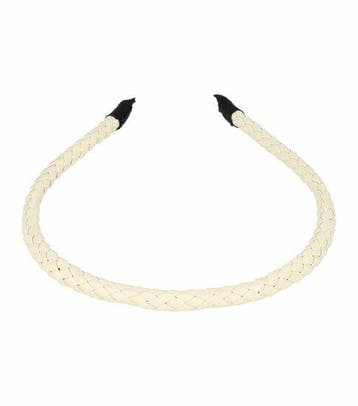 Haarband Diadeem 1cm – Gevlochten - Lederlook – Crème, Nieuw