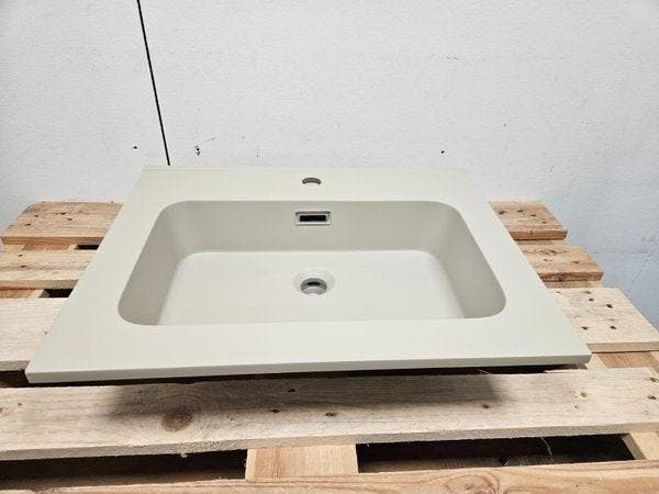 Wastafel 61 x 46,5 cm composiet taupe 1 kraangat, Doe-het-zelf en Verbouw, Sanitair, Bad, Nieuw, Ophalen of Verzenden