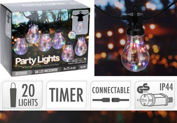 Feestverlichting met 20 multi colour lampen koppelbaar Zwart, Verzenden, Nieuw